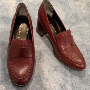 Franco Sarto Burgundy Heeled Loafers, Size 6.5
